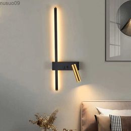 Wall Lamp New Reading With Switch Minimalist Wall Lamps Bedroom Bedside Strip Lights Nordic 2023 Master Bedroom Line Background Wall Lamps