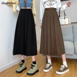 Dresses Skirts Women Clothes Autumn New Pleated Fashion Midcalf Sweet Friends Allmatch Temperament 90's Casual Haruku Solid Vintage