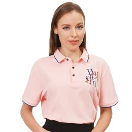 Summer Fashion Ladies Embroidery Polo T-shirt Womens Short Sleeve Tshirts Breathable Golf Wear Woman Tee Shirts 240305