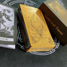 PVC Golden Card Back Gold Foil Tarot Stamping Waterproof and Wear-resistant Board Game Card Divination Luxury Gift Set 240223