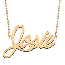 Josie name necklaces pendant Custom Personalised for women girls children best friends Mothers Gifts 18k gold plated Stainless steel