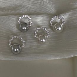Stud Earrings Exquisite Dazzling Zircon Pearl 2024 Vintage Elegant Temperament Korea Sweet For Women Charm Jewellery