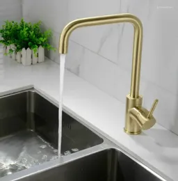 Kitchen Faucets Brushed Gold Sink Water Faucet Rotating Stainless Steel And Cold Items All With