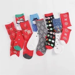 Women Socks Christmas Trend Santa Claus Elk Pattern Supplies For Year Gift Average Size