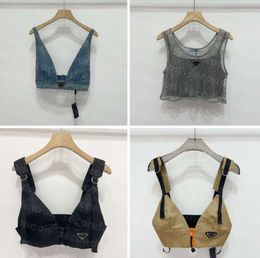 Shiny Rhinestone T Shirts Women Denim Sling Vest Sexy Cropped Top Party Tank Tops V Neck T-Shirt Bra S-L5674344