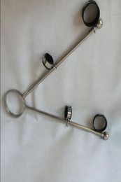 Sex Machine Bondage BDSM Toy Unisex stainless steel fixed Handcuffs and Ankle Cuffs Open Pillory Toys1352769