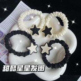 Hair Pins New Black And White Star Sweet Cool Ring Korean Girl Cartoon Original Sufeng Five-Pointed Versatile Rope Student Head Drop D Otf2A