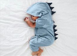 Newborn Infant Baby Boy Girl Dinosaur Hooded Romper Jumpsuit Outfits Clothes Kawaii Solid Clothing jumpsuit For Unisex 123 Q29300799