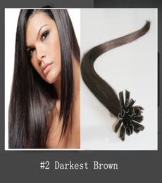 6A Brazilian Virgin Hair Bundles Nail Tip UTip Hair Extensions Darkest Brown 2 Straight 1g Keratin Stick Hair Human Remy Hair 105161931