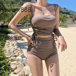 Womens Swimming Suit 2023 New Sexy Small Breast Hot Spring Korean Edition Covering Belly and Slimming Two Piece Split Bikini Set