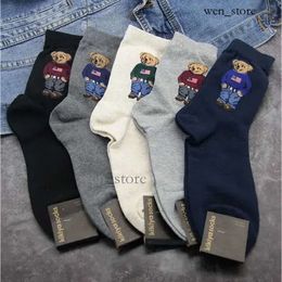 Ralphs Polo socks Men's Socks Mix 5 Colours Cotton Autumn Breathable Skateboard Happy Men Winter Cartoon Bear Mid Tube Ralphs Polo hoodie 756