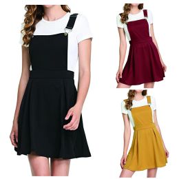 Dress Women's Summer Dress Minimalism Sweet Cute Young Style Girls ALine Adjustable Straps Pleated Mini Overall Pinafore Dress OOTD