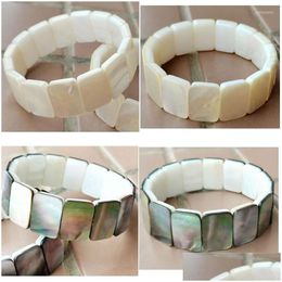 Beaded Strand Mother Of Pearl Shell Beads Elastic Bracelet Wfh947 Drop Delivery Jewellery Bracelets Dhtwm