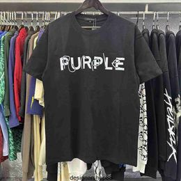 Best Quality Meichao Purple Brand Simple Solid Colour Heavy Printing Minimalist Pattern Short Sleeved T-shirt Summer