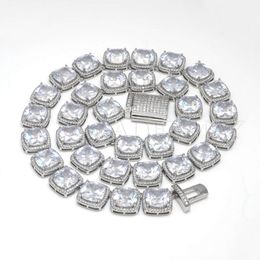 Sterling Silber mit Halo-D-Farbe, VVS-Moissanit-Kette, 14 mm breite Hip-Hop-Tennis-Halskette
