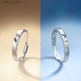 Band Rings New Hot Selling Silver Colour Fashion Personality Alpine Sun Moon Couple Open Ring Gift JZ0088 L240305