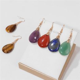 Dangle Earrings Water Drop Pendent Earring Natural Amethysts Tiger Eye Crystal Stone Exquisite Eardrop Jewellery Gift For Women