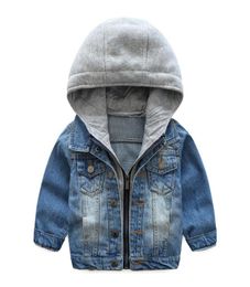 Baby Clothes Kids Boys Denim Jacket Toddler Jeans Coats Children Hooded Outerwear Autumn Winter kid Clothes Vintage Blue B4923343449
