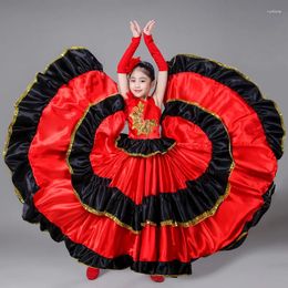 Stage Wear 2024 Spanish Costume Girl Long Red Flamenco Dress Costumes For Kids Clothes Ballroom Skirt Girls Child Dance Dresses