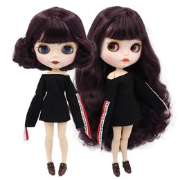 ICY DBS Blyth Doll bjd black mix purple hair joint body matte face 30cm 16 toy anime girls gift 240305