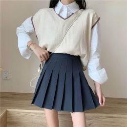 skirt Korean Style loose Black Mini Pleated Skirt For School Girl autumn gray Skirt Ladies Clothes Women's High Waist Harajuku Uniform