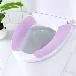 Toilet Seat Covers 2 Pair Portable Reusable Warm Soft Cushions Washable Paste Type Cushion Household Supplies Bathroom Accessories