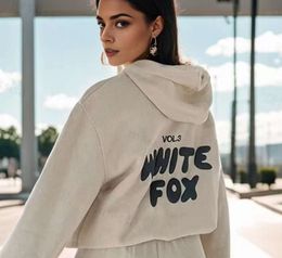 Designer tracksuit white fox hoodie sets two 2 piece women clothes clothing set Sporty Long Sleeved Pullover Hooded Tracksuits Spring Autumn Winter44