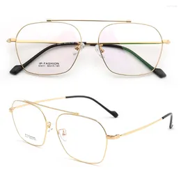 Sunglasses Frames Men 80's Retro Optical Metal Eyeglasses For Square Glasses Vintage Prescription Eyewear Double Bridge Gold