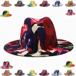 Wide Brim Hats National Flag Women Fedora Men Autumn Winter Ladies Vintage Fascinator Multicolor Panama Felt Jazz Hat Whole233d