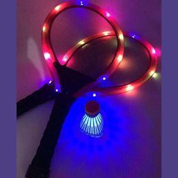 Family Entertainment Outdoor Night Light Training LED Badminton Racket Sets Indoor Outdoor Sports Badminton Accessories 240227