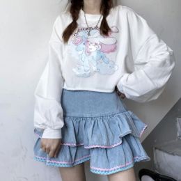 skirt Spring Summer New Fashion High Waist Denim Japanese Cute Style Show Leg Length Versatile Trendy Sexy Clothing Women Cake Skirt