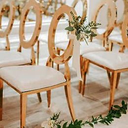 Factory wholesale gold ring back chair wedding chair O back stainless steel event banquet chair