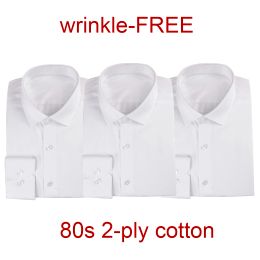 Dresses Luxury Men White Dress Shirt 80s 2ply Cotton Wrinkle Free Tailor Made Dress Shirts Custom Made Long Sleeve Man Dress Shirt Male