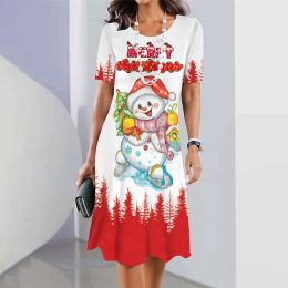 Dress Autumn Winter Women Dresses Christmas Snowman Pattern Print Dress Sexy Party Clothing Elegant and Beautiful Festival Long Dress