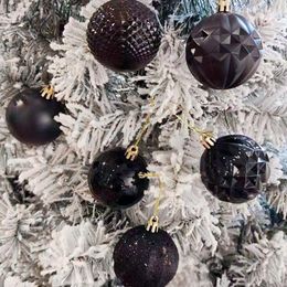 Party Decoration 12pcs Shiny Matte Black Glass Ball Christmas Decorations Hanging Ornaments Xmas Tree Decorative Pendant