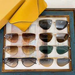 Designer Women Sunglasses Luxury Metal High Quality Cat Eye Glasses Mens Outdoor Travel Shades Sun Glasses 40108