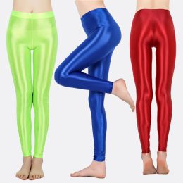 Outfit Glossy Seamless Leggings Sexy Tight Yoga Pants Women Glitter High Waist Sports Workout Gym Exercise Fitness Casual Trousers