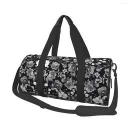 Outdoor Bags Gym Bag Black And White Retro Roses Sports Large Capacity Fashion Men Women Portable Printed Handbag Fun Luggage Fitness