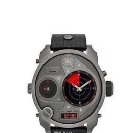 new mens Watch With Original box And Certificate DZ7297 New Mr Daddy Multi Grey Red Dial SS Black Leather Quartz W336q