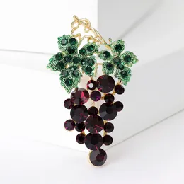 Brooches Purple Rhinestone Grape For Women Unisex 2-color Handmade Classic Fruit Party Office Brooch Pins Gifts