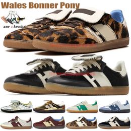 2024 Wales Bonner Leopard Shoes Cream Mystery White Fox Brown Womens Trainers Pony Wales Bonner Green Sliver Black Designer Mens Sneakers 36-45