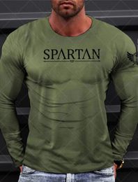 Spartans Mens Gym Tshirt Tops Graphic Long Sleeve Comfortable and Breathable Fashion Sweatshirt Autumn Men Quick Dry Clothing 240226