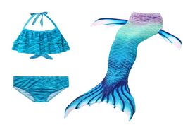 Children Mermaid Swimming Suit 3pcs Mermaid Tails Swimmable Swimsuit Mermaid Costume Clothes Swimwear Bikini Sets For Girls Kids3866318