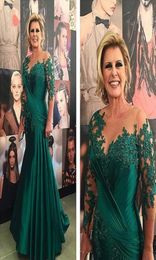 Classic Green Mother Of The Bride Dresses Half Sleeve Lace Plus Size Mother Of Groom Dress For Wedding Sheer Neck Evening Gowns7543272