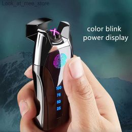 Lighters Fingerprint USB charging smoking electric gift for boyfriend father girlfriend Christmas electric light gift Q240305