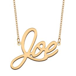 Joe name necklaces pendant Custom Personalized for women girls children best friends Mothers Gifts 18k gold plated Stainless steel