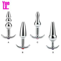 YUELV 4 Style Metal Anal Beads Butt Plug Sex Toys Stainless Steel Jewellery Anus Insert Stopper Adult Sex Products For Women Men Ero8463212