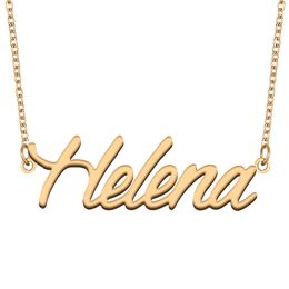 Helena name necklaces pendant Custom Personalised for women girls children best friends Mothers Gifts 18k gold plated Stainless steel