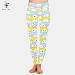 Leggings LETSFIND 3D Kawaii Interesting Clouds Print Women Winter Pants Fashion High Waist Fitness Elastic Full Leggings