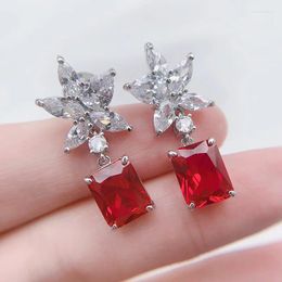 Dangle Earrings Manufacturers Direct Foreign Trade Europe And America Simulation Red Colour Treasure Women's Jewellery